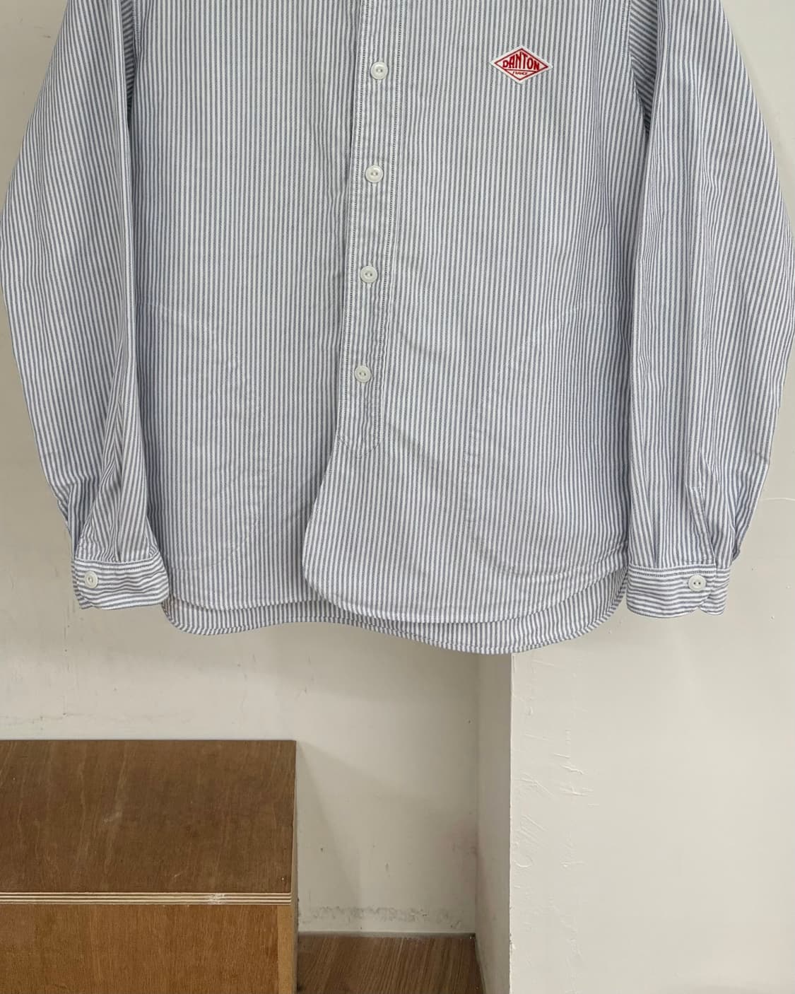 단톤 스트라이프 밴드 카라 셔츠 상품이미지5