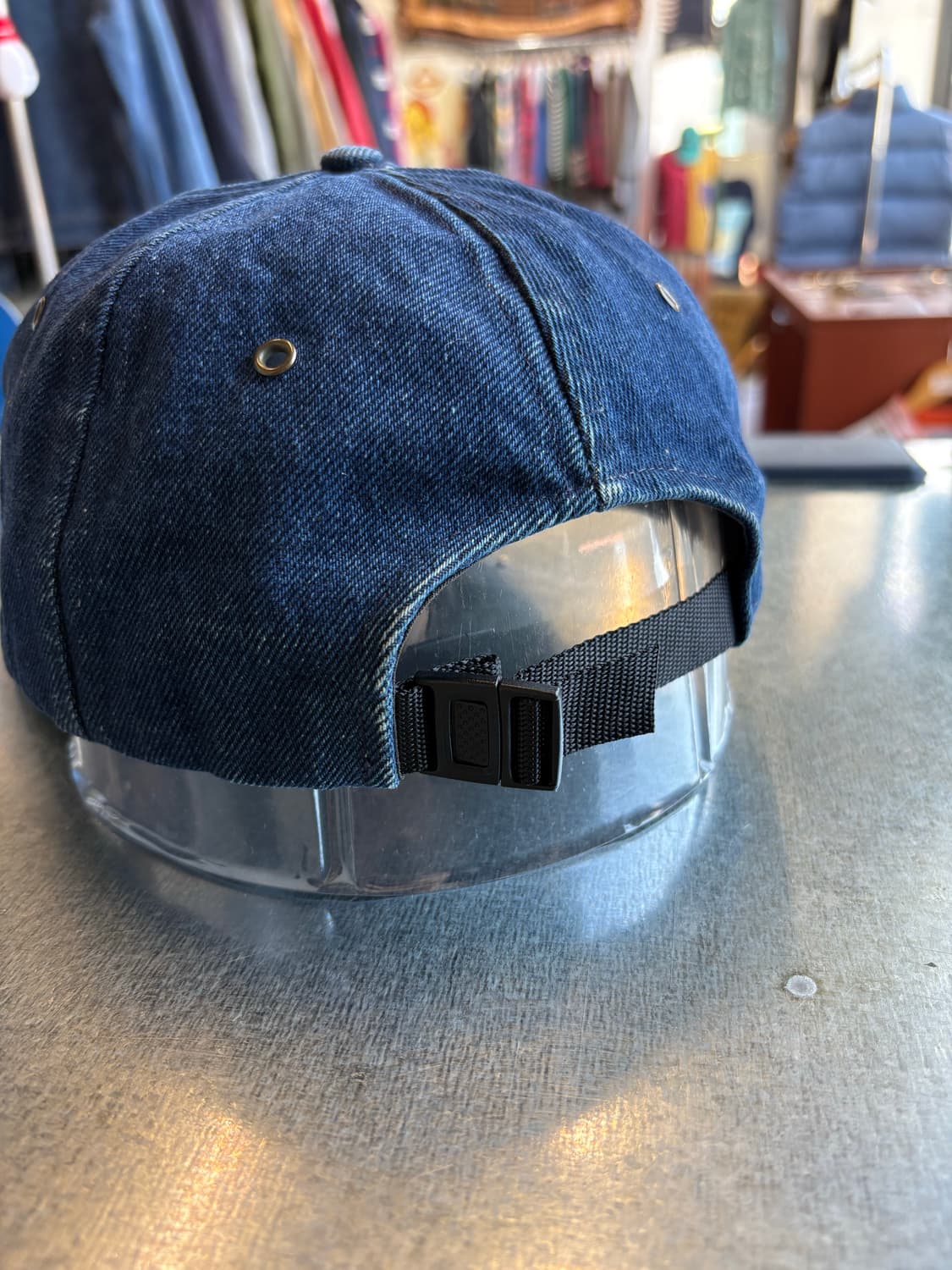 90s USA 에디바우어 리얼 레더 데님 캡 상품이미지8