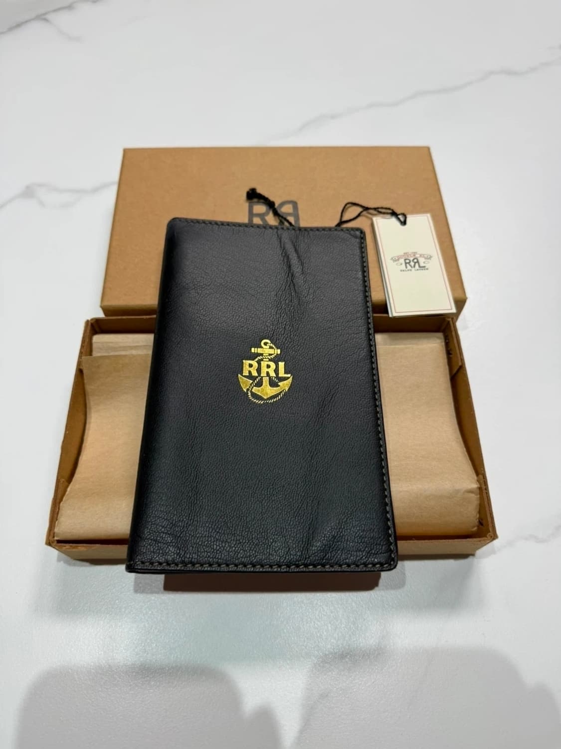RRL 더블알엘 앵커 로고 가죽 여권 지갑 상품이미지1