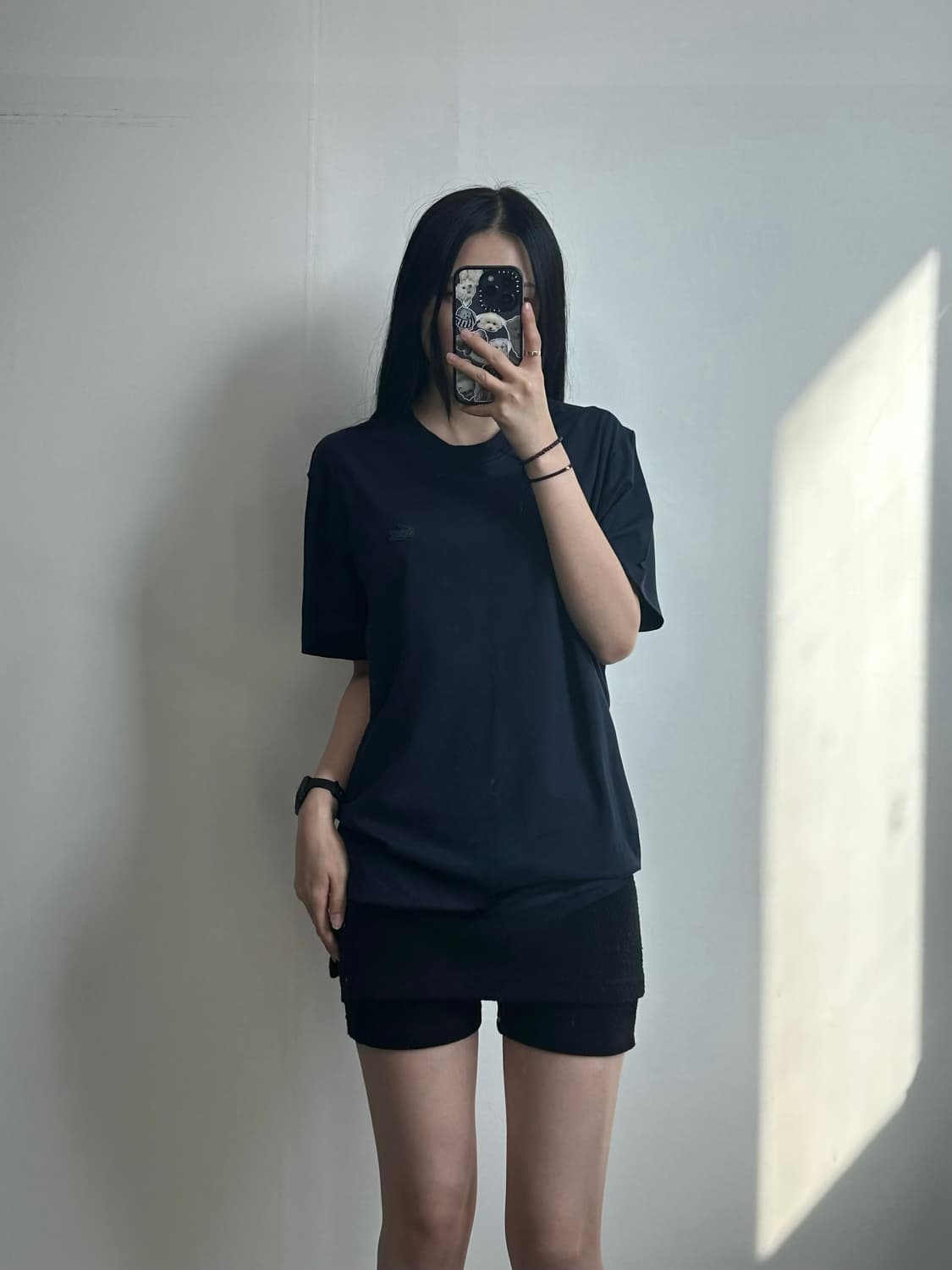 라코스테 자수로고 네이비 반팔 티셔츠 상품이미지1