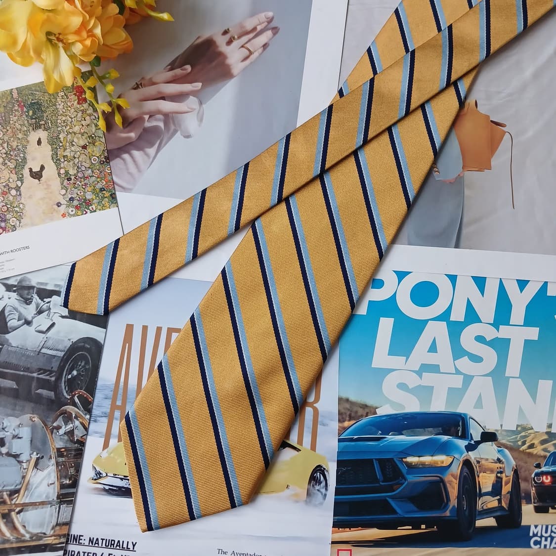 브룩스 브라더스 실크 옐로우 넥타이 9.5cm A+~A A19153
 상품이미지3