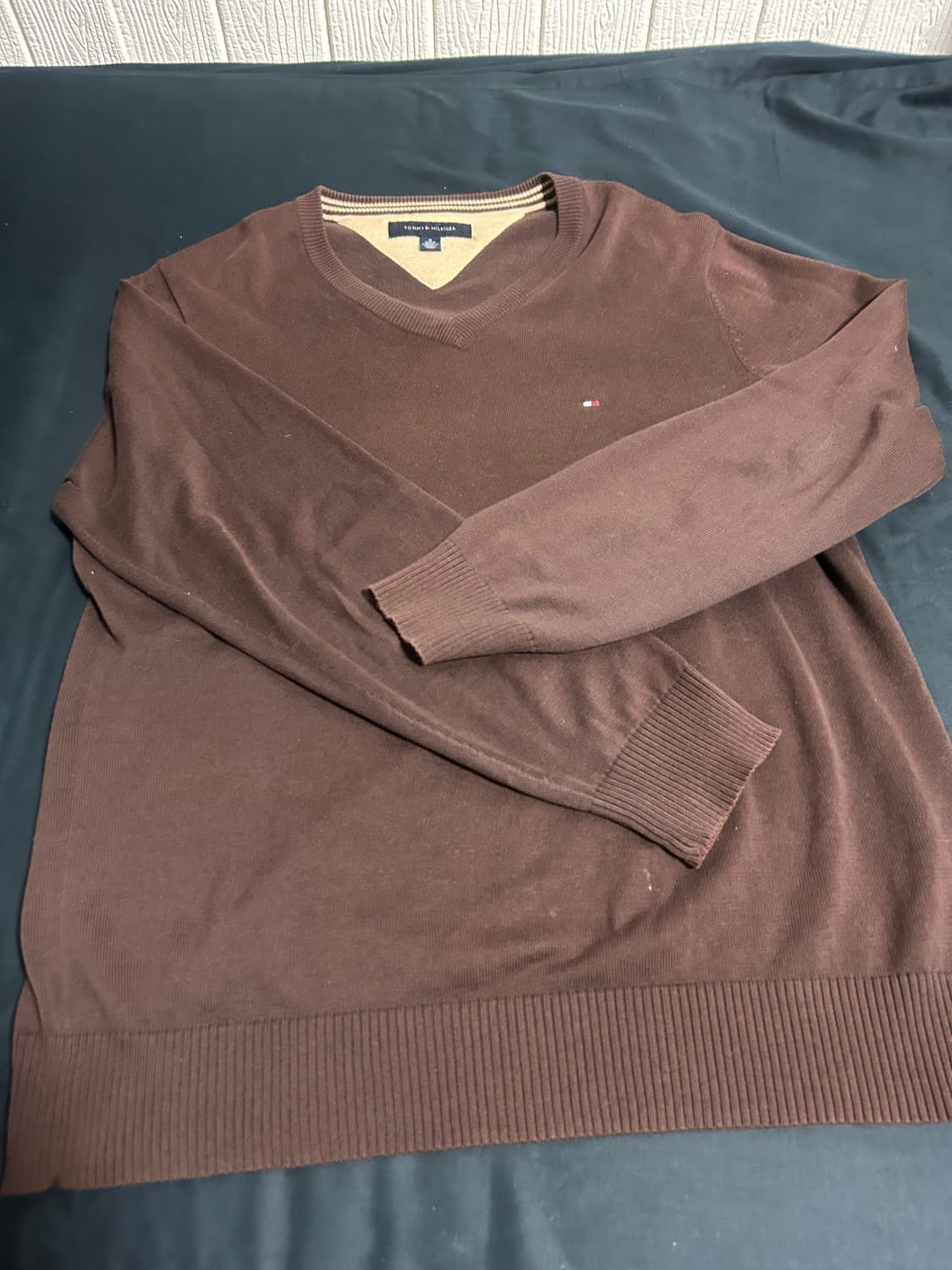 타미힐피거 브이넥 니트 브라운 빈티지 m 상품이미지1