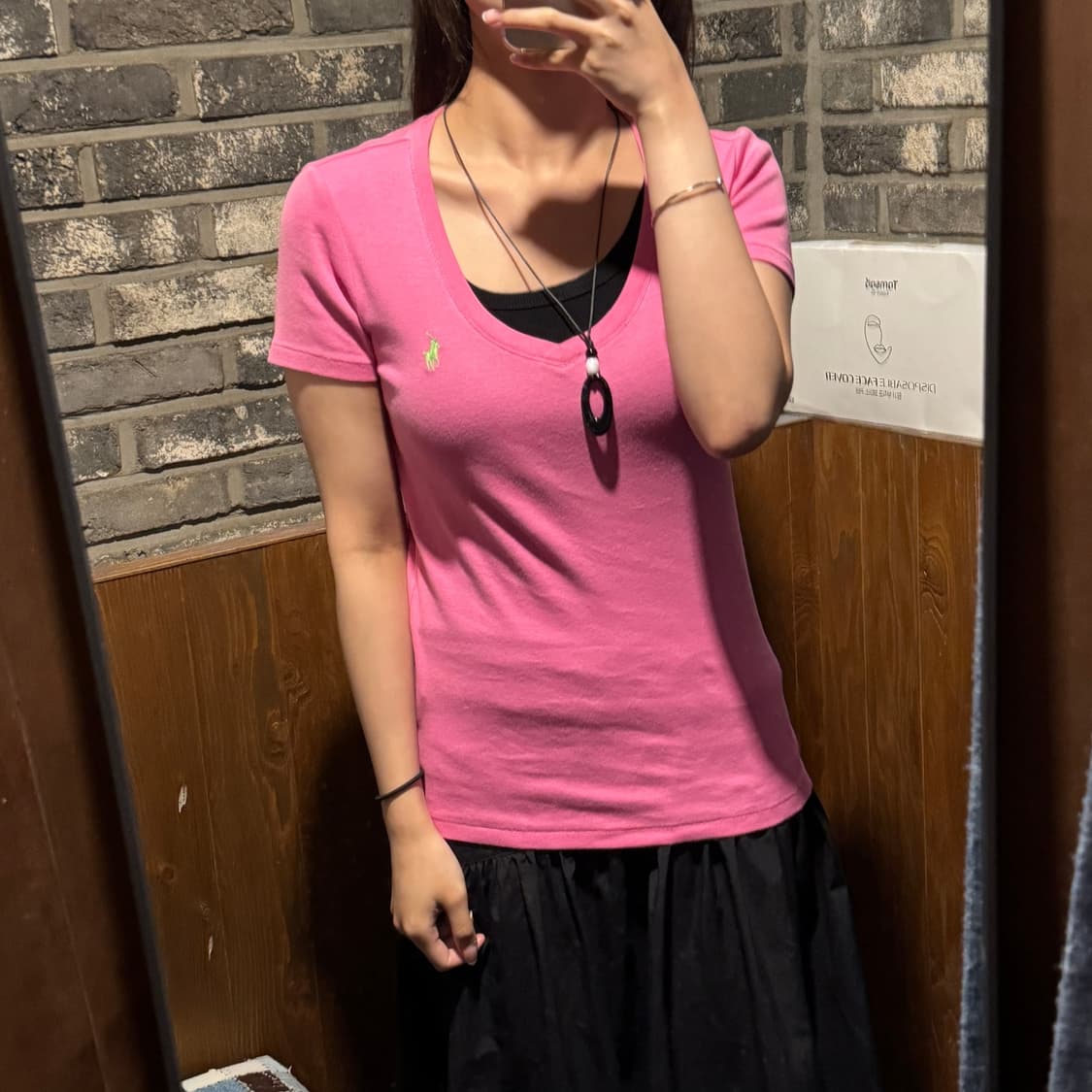M) 폴로 랄프로렌 핑크 브이넥 반팔 티셔츠 상품이미지8