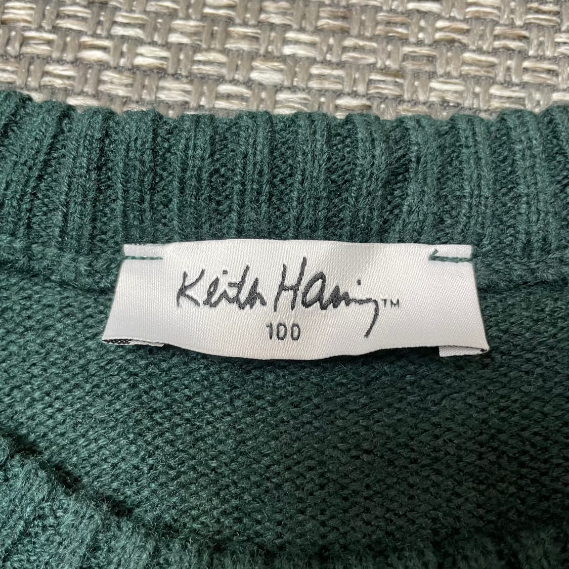 데드스탁 키스헤링 딥그린 꽈배기 니트 100 상품이미지5