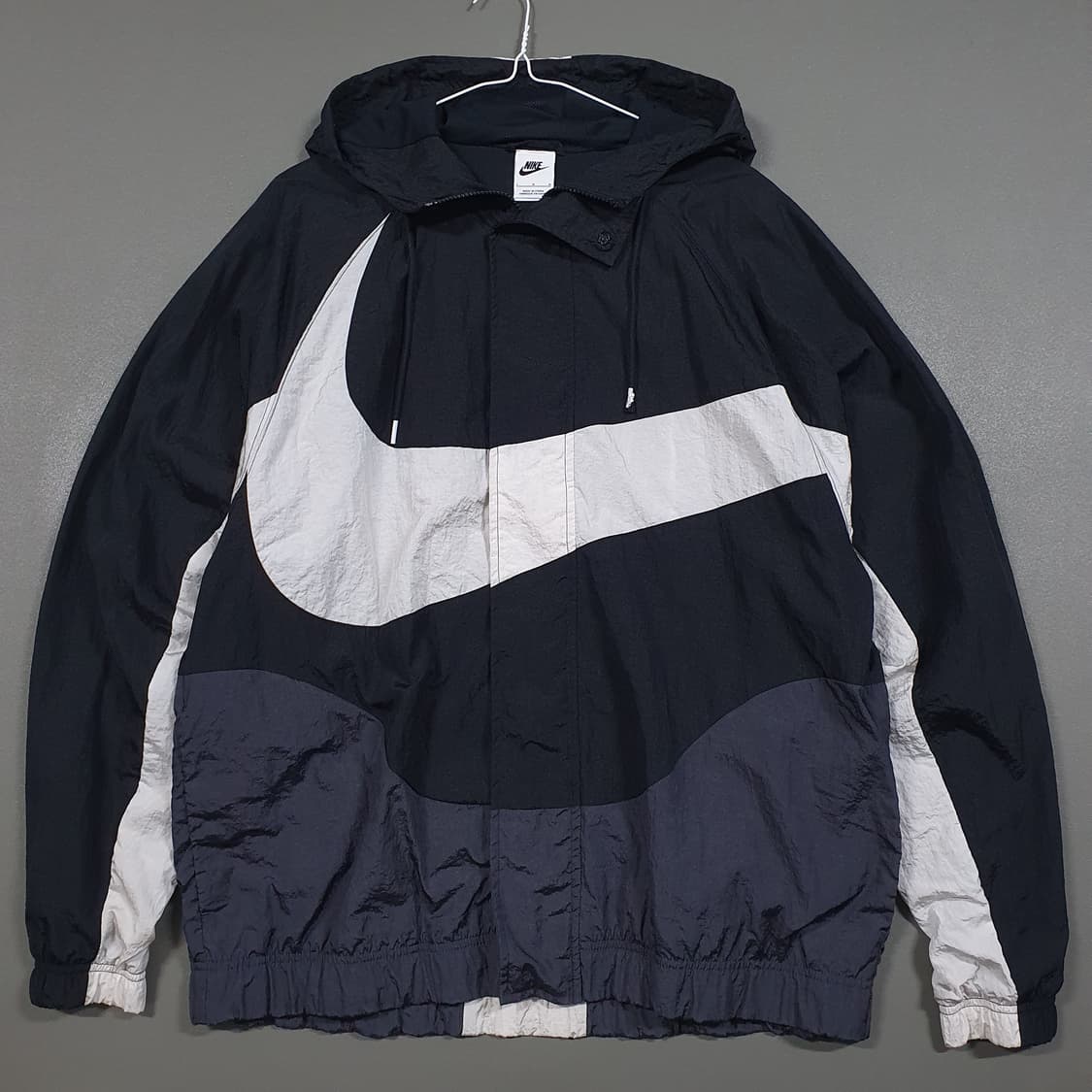 실측 XL 나이키 빅스우시 우븐 라인드 바람막이 후드 자켓 오레오 범고래 상품이미지1