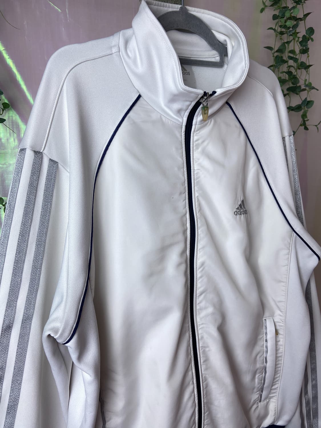 아디다스 화이트 블루 글리터삼선 져지 집업  상품이미지6