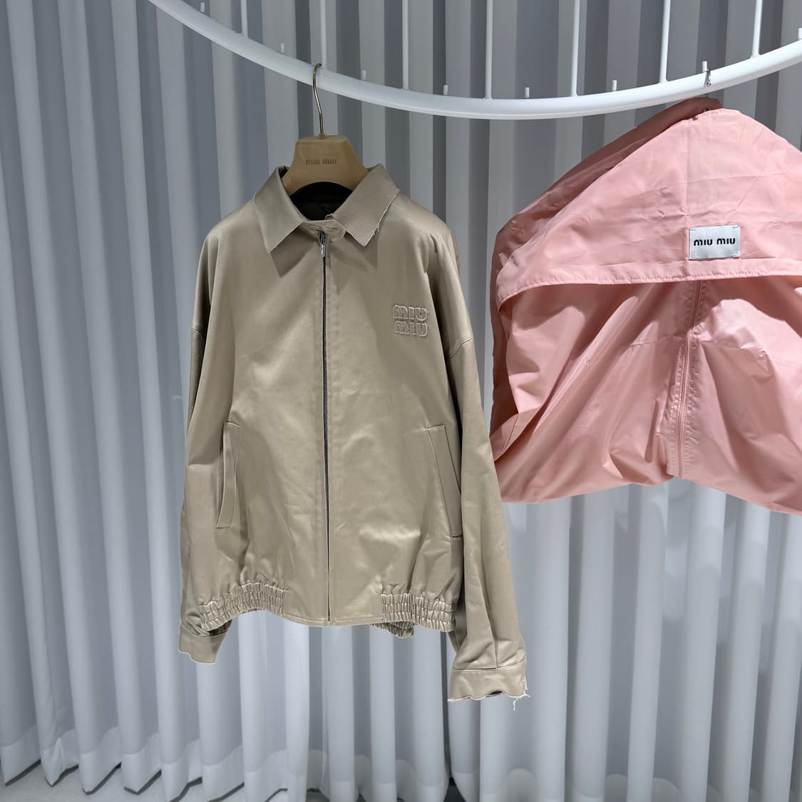 (S+/42) / 미우미우 로고 치노 코튼 블루종 자켓 상품이미지2