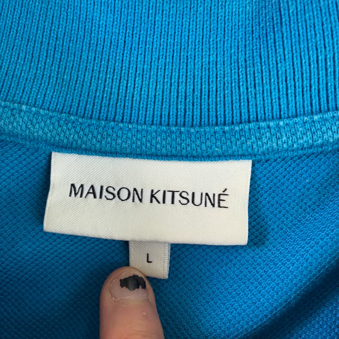 Maison kitsune  메종키츠네 폭스헤드 라이트블루 카라 반팔티 상품이미지3