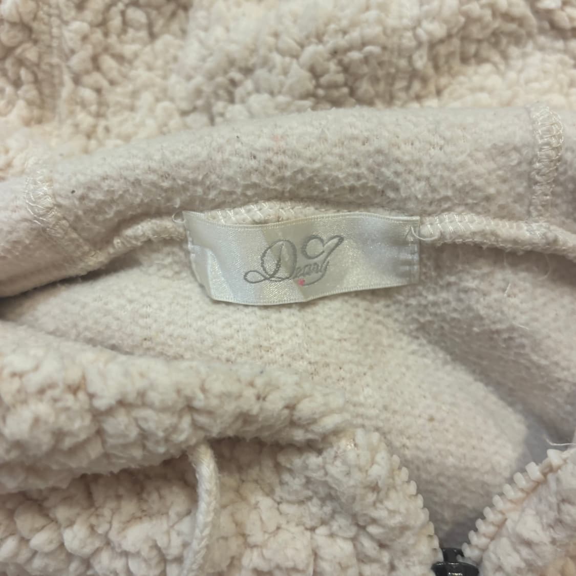 디어리 쿠마미미 뽀글이 리본 후드 집업 상품이미지2