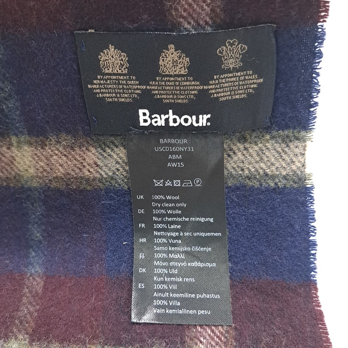 MX368 바버 버건디 & 네이비 클래식 타탄 100% 울 머플러 상품이미지5