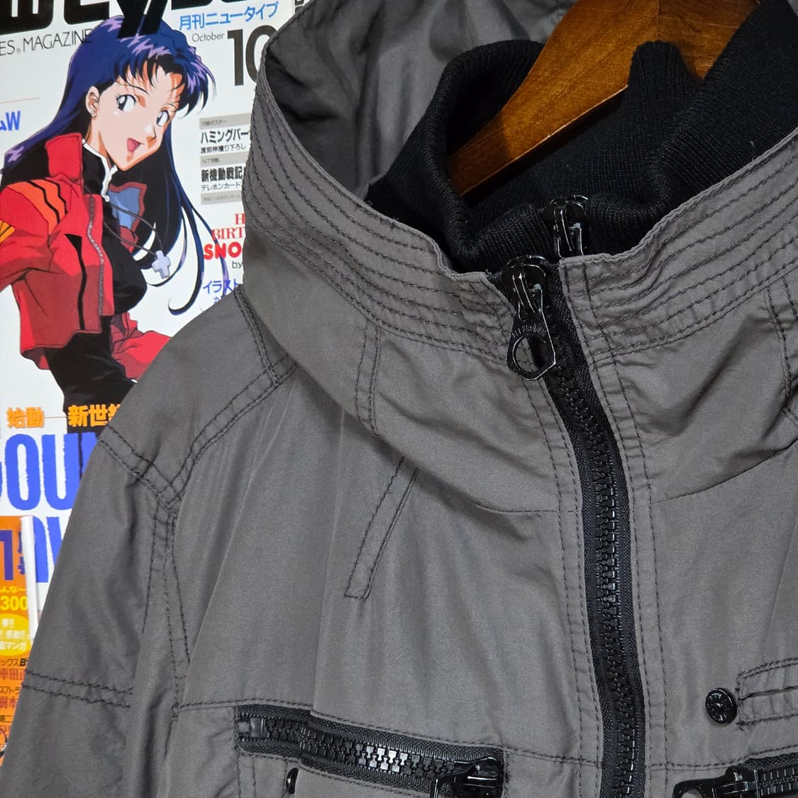 JPN 투지퍼 레이어드 락시크 그레이 바람막이 자켓 상품이미지3