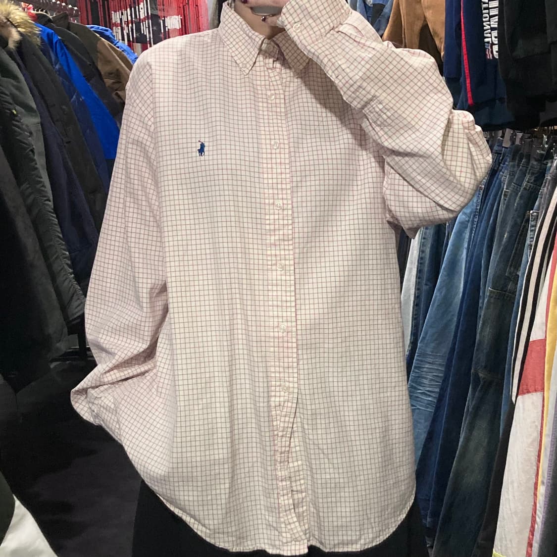 [IM]폴로 랄프로렌 그래프 체크 셔츠 레드 블랙 상품이미지1