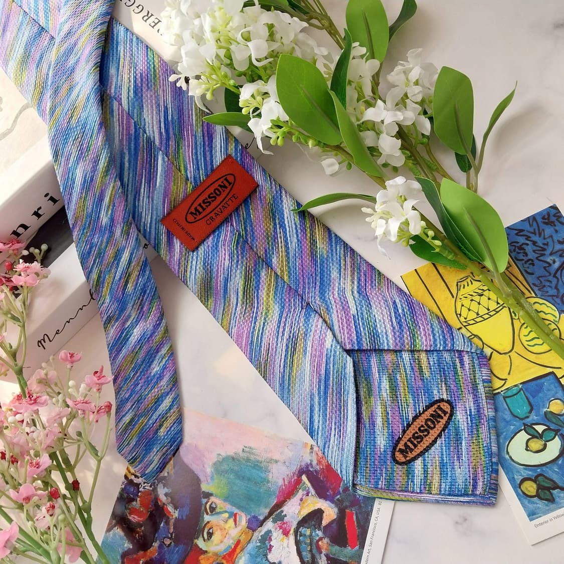 미쏘니 실크 멀티 스트라이프 자카드 넥타이 9.4cm A등급 K1600
 상품이미지5