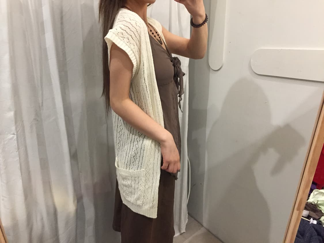 JPN Vintage 웨스턴 모리걸 브라운 쉬폰 슬리브리스 상품이미지2