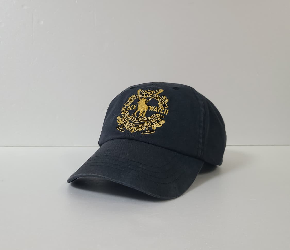 00s 빈티지 폴로 랄프로렌 블랙와치 가죽스트랩 볼캡 모자 상품이미지1
