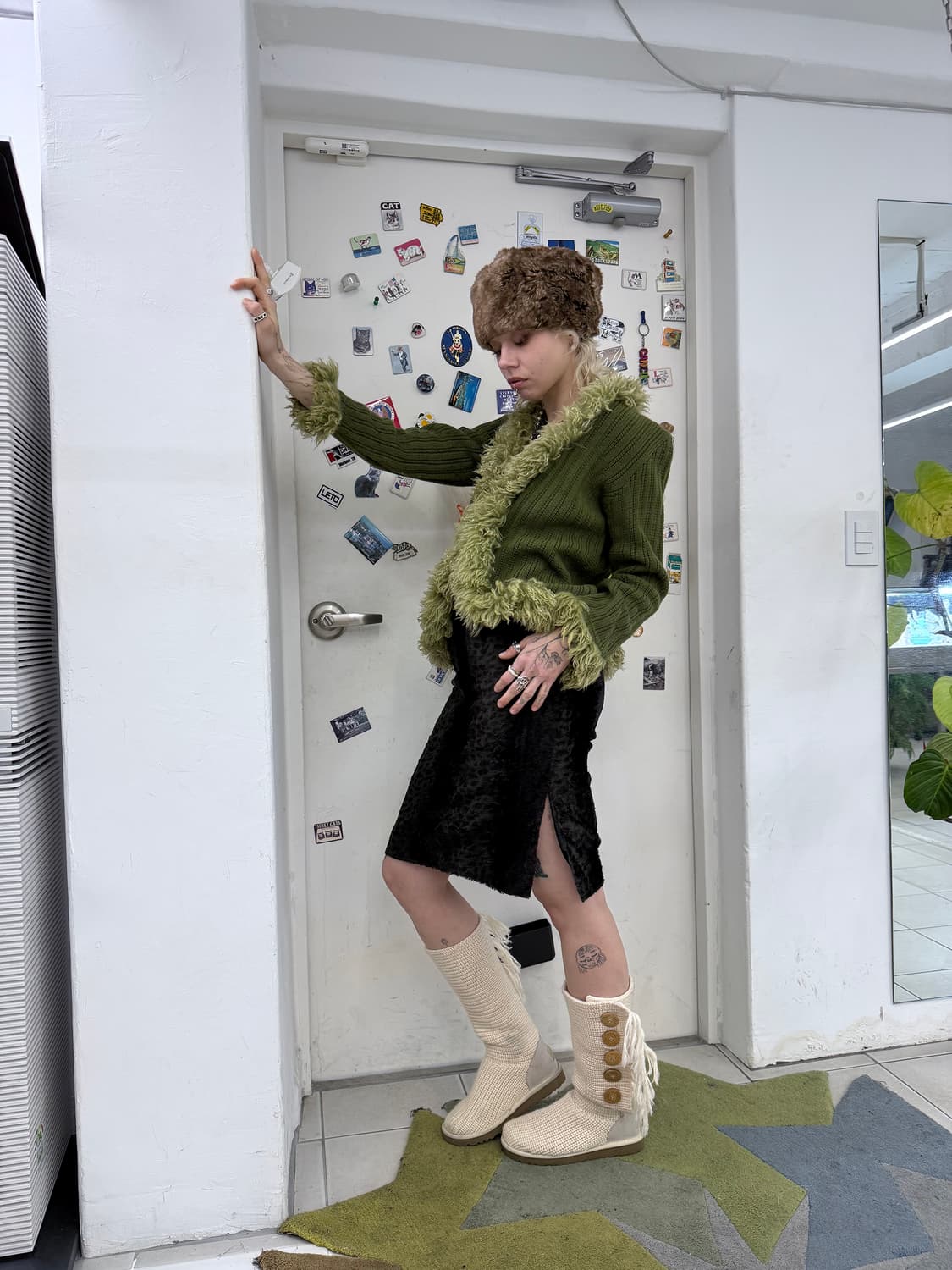 black leopard fur skirt 상품이미지3