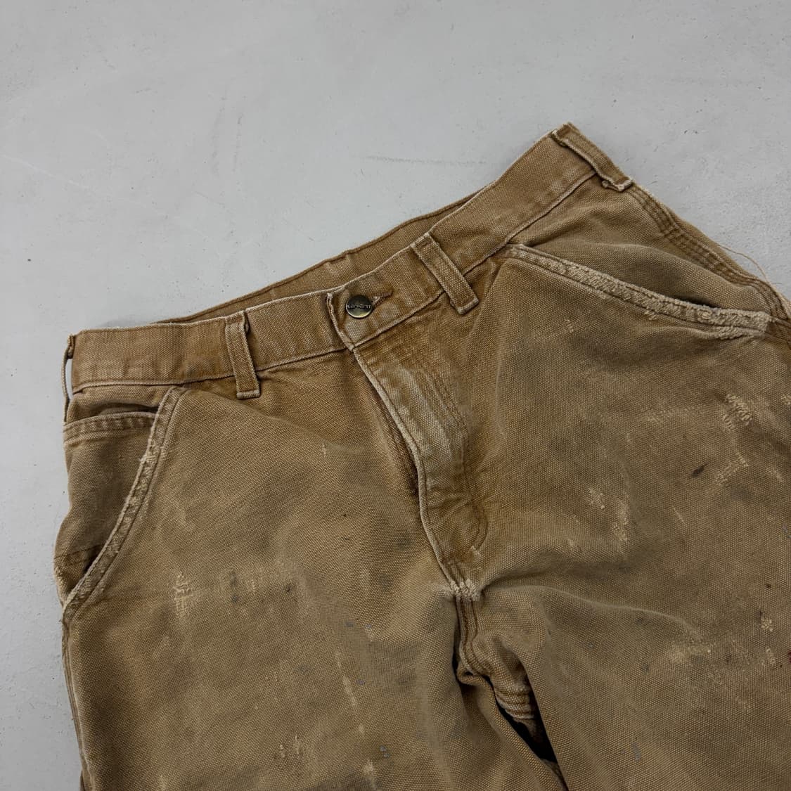 칼하트 OG 가죽패치 카펜터 하드 페이딩 덕캔버스 와이드 워크팬츠 상품이미지3