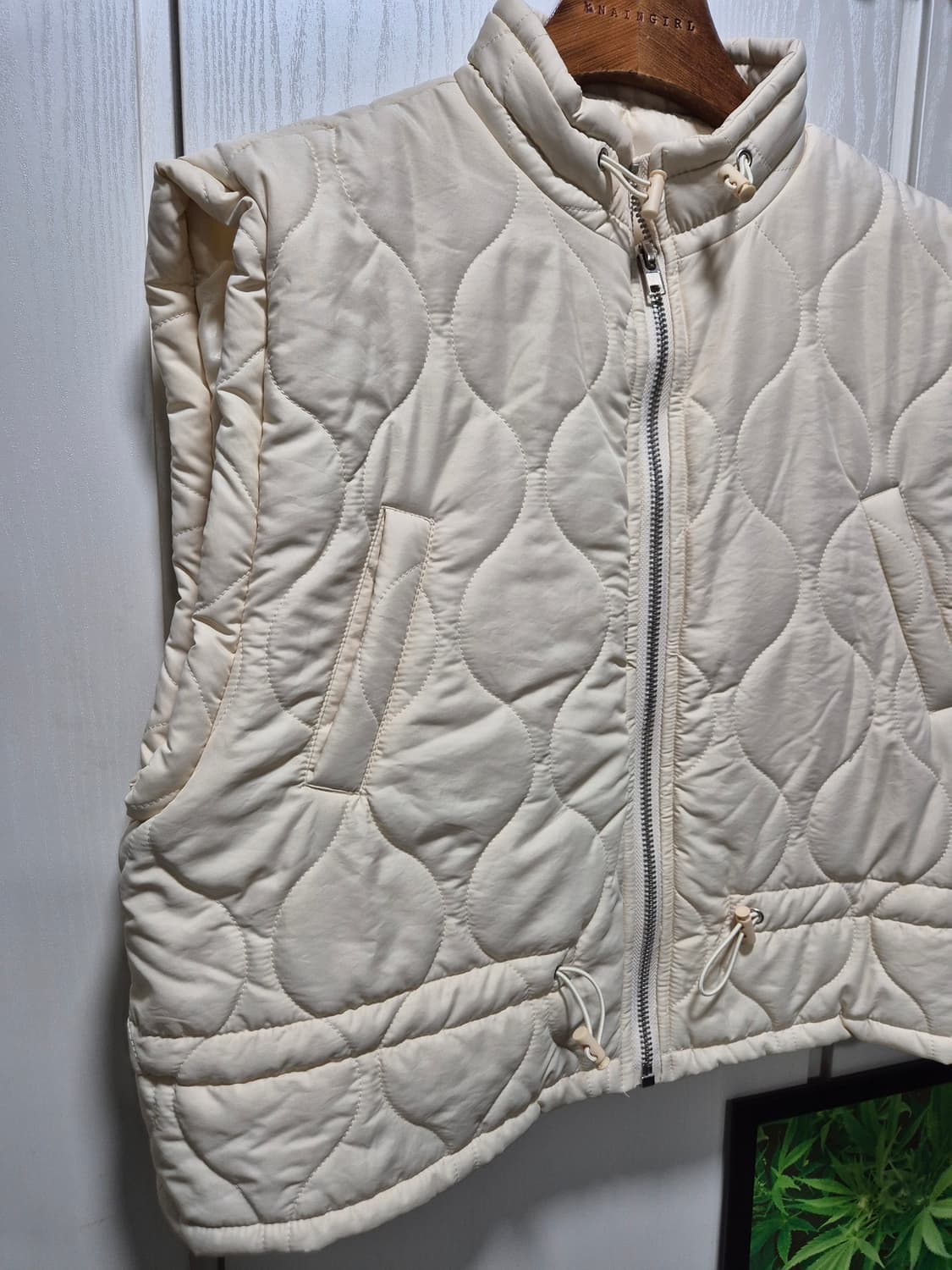 빈티지 아이보리 퀼팅 패딩 조끼 상품이미지4