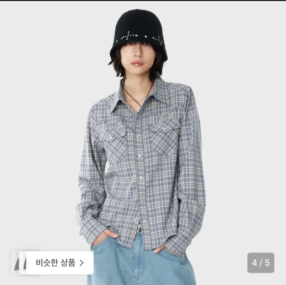 아캄 western check shirts (Blue) 상품이미지3
