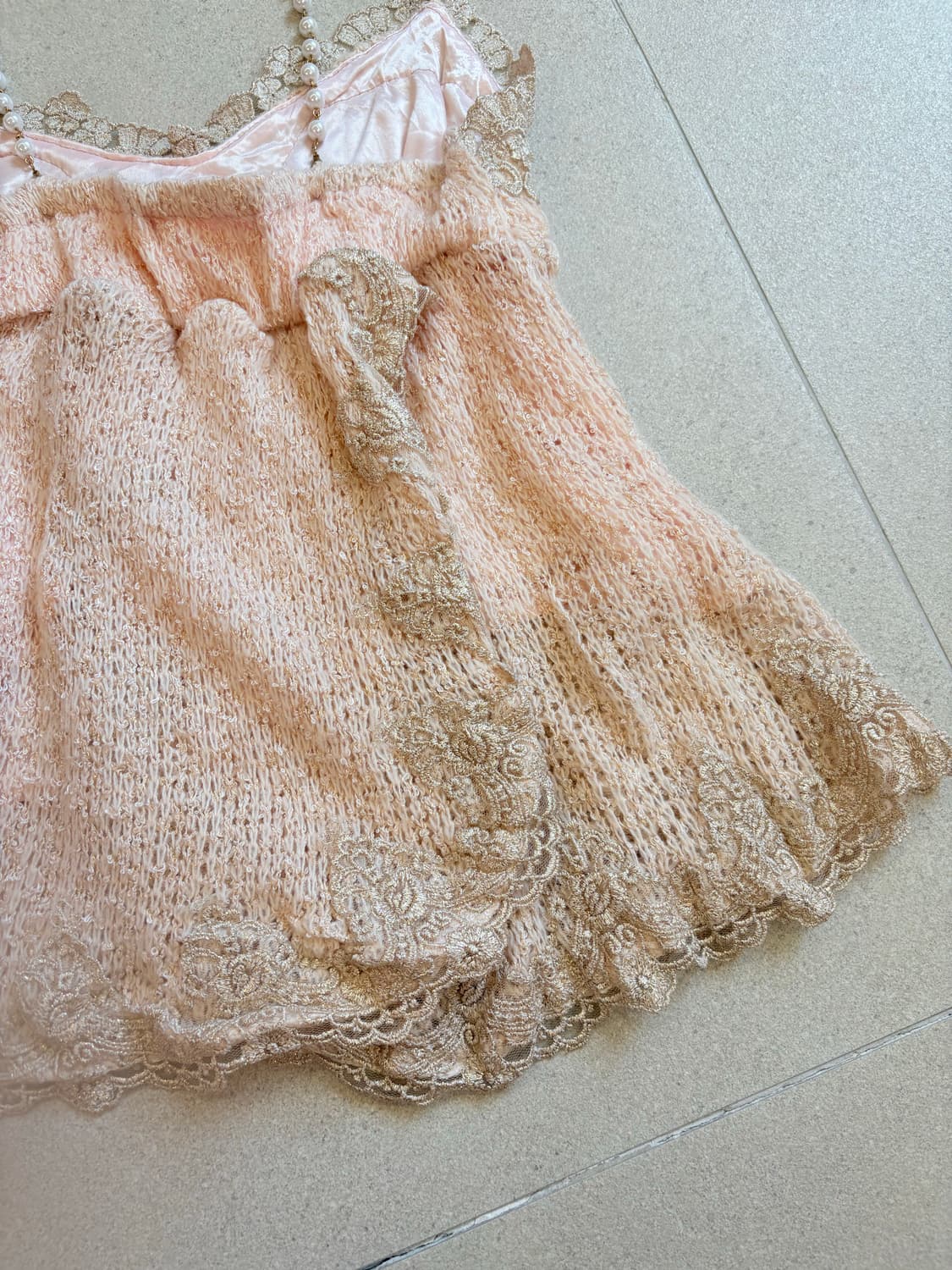 연핑크 니트 진주 나시 상품이미지4