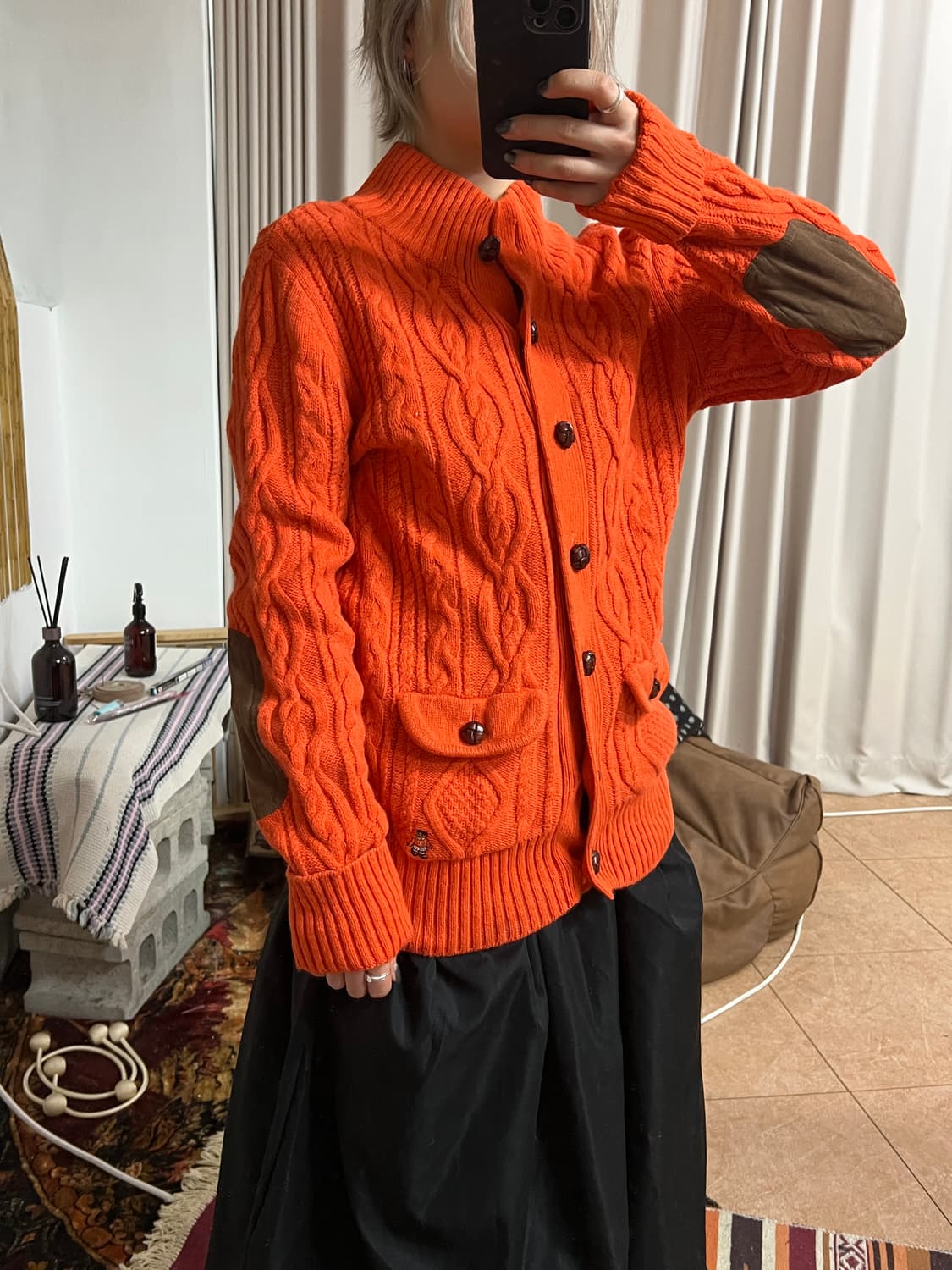 티니위니 케이블 엘보패치 니트 가디건  상품이미지1