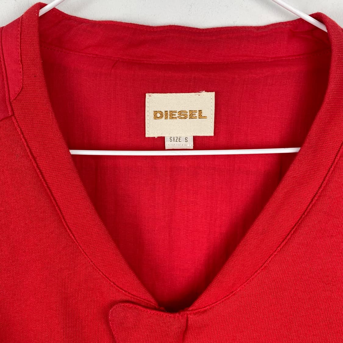 DIESEL 디젤 레드 노카라 면 자켓 S 상품이미지6
