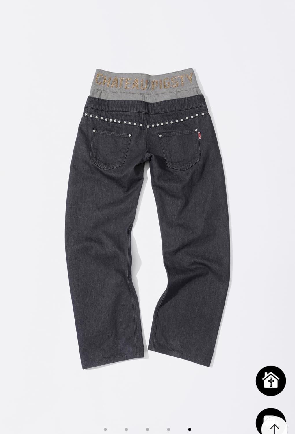 Beaded Layered Denim Pants Nonfade Gray 상품이미지4