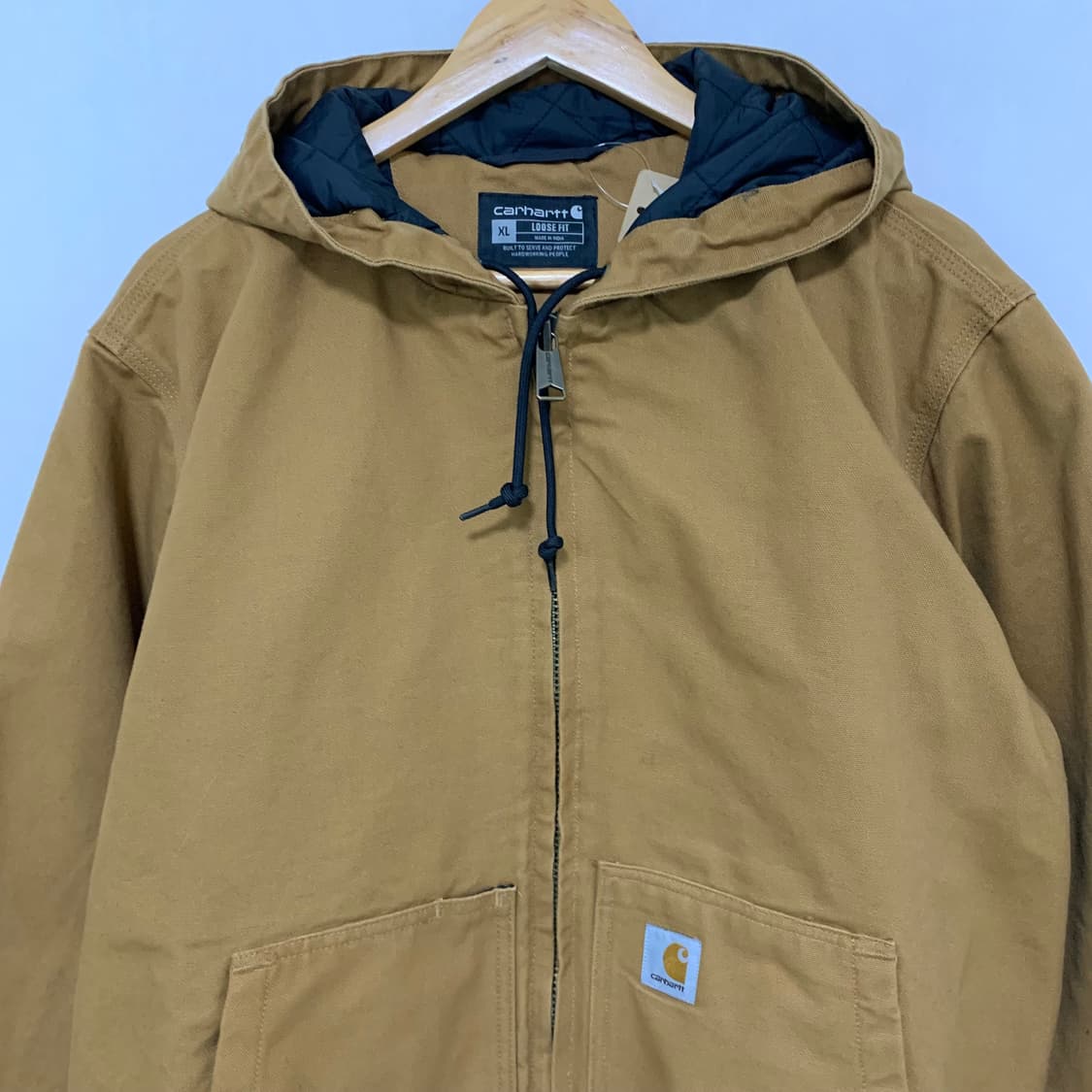 칼하트 빈티지 후드 봄버 자켓 카멜 브라운 XL 남녀공용 루즈핏 상품이미지7