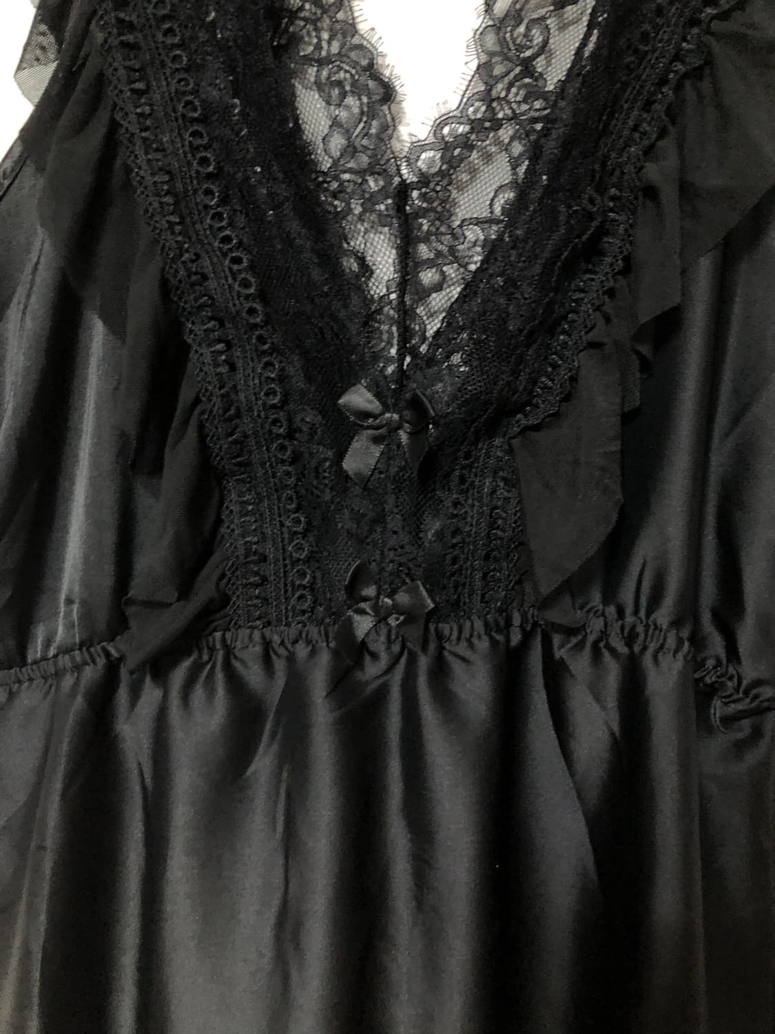 Black Satin Lace Ribbon Sleeveless 상품이미지3