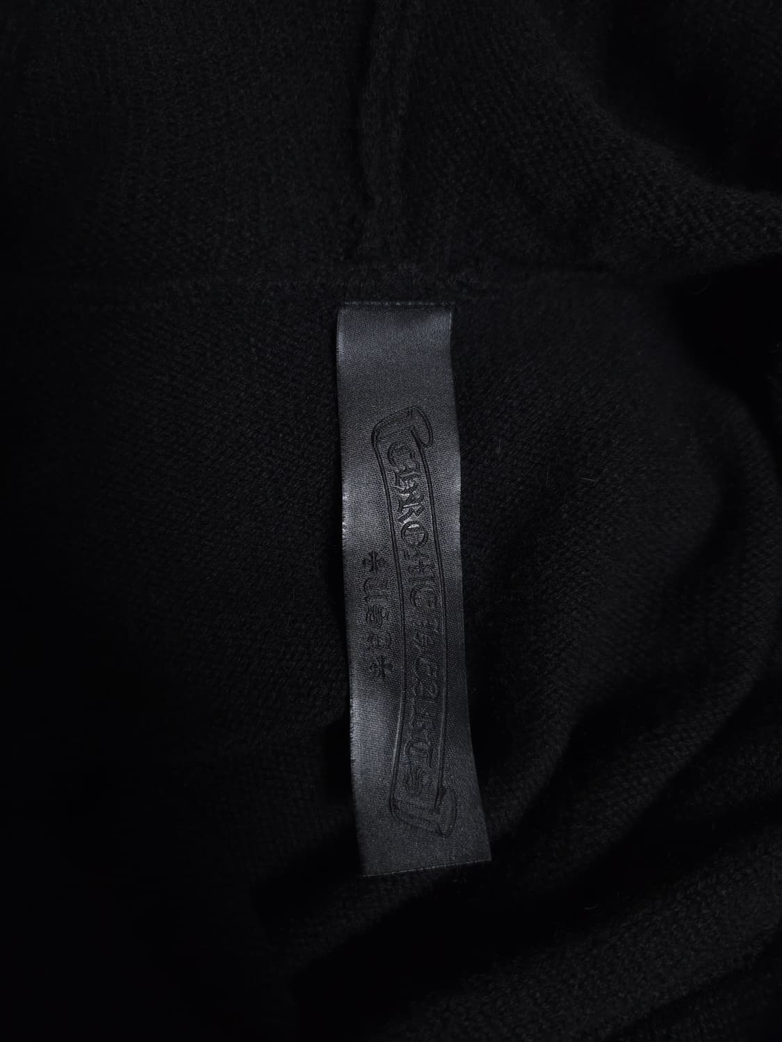 [XL] 크롬하츠 레더패치 캐시미어 후드 블랙 상품이미지6