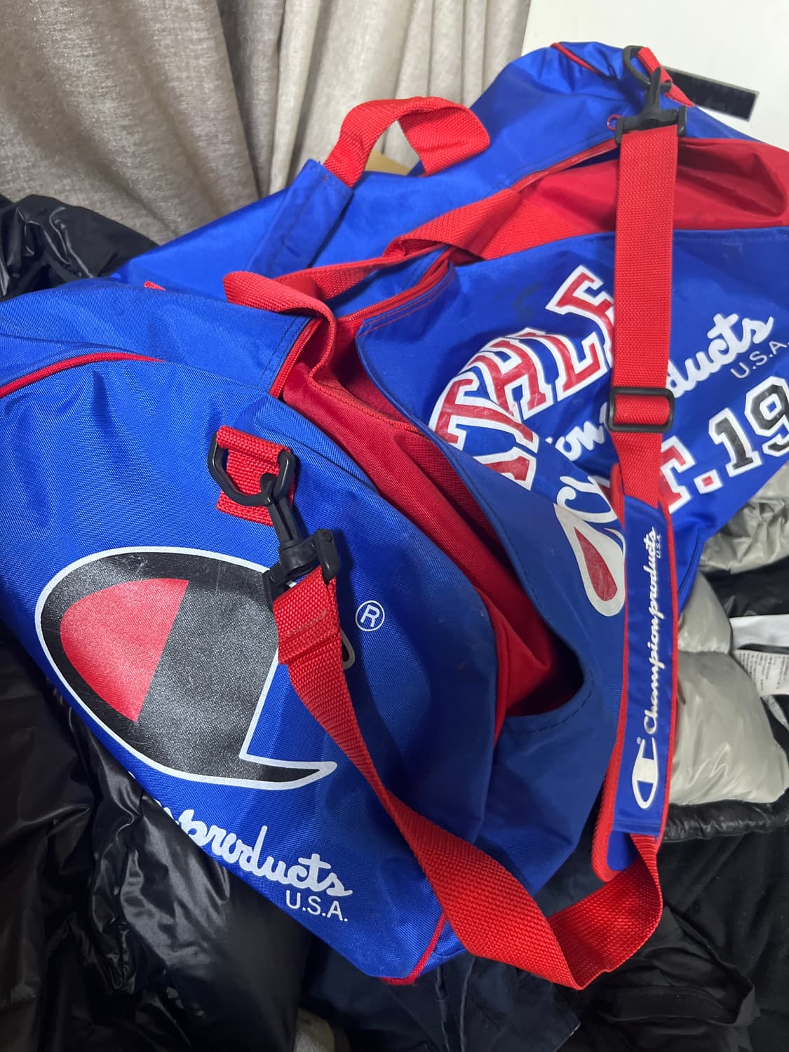 90s 챔피언90s 챔피온 더플백 블루/레드 스포츠 가방 더플백 상품이미지3