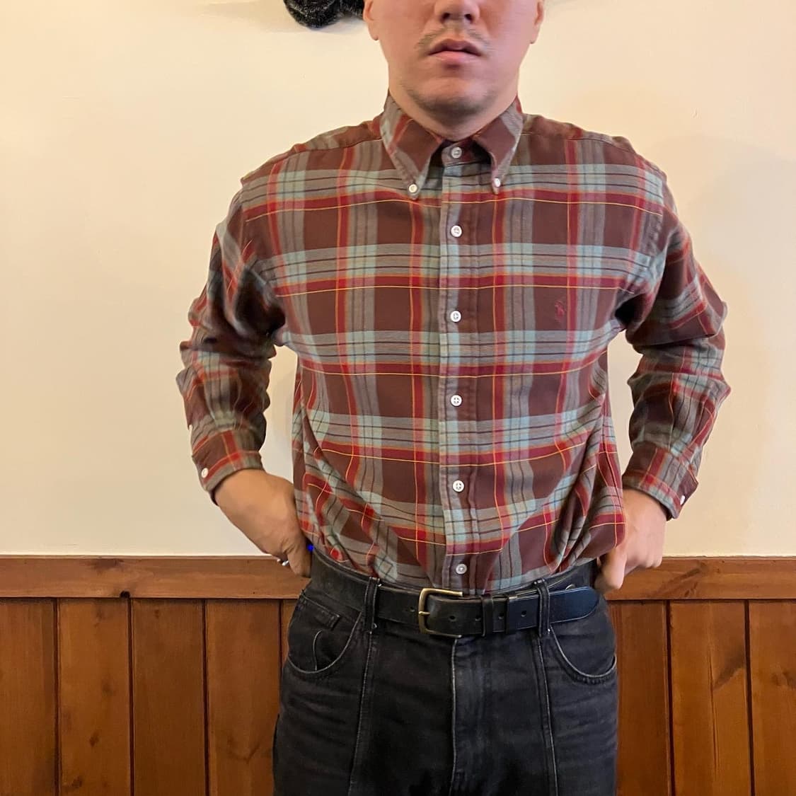 90‘s 폴로 랄프로렌 플레드 코튼 셔츠 M 상품이미지9