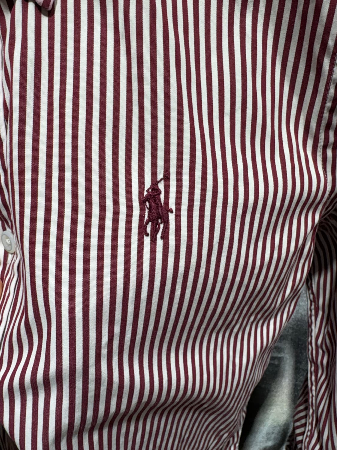 2 폴로랄프로렌 우먼스 버건디 스트라이프 셔츠 상품이미지4