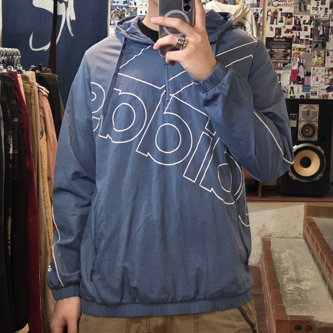 아디다스 블루 아노락 바람막이 후드 상품이미지2