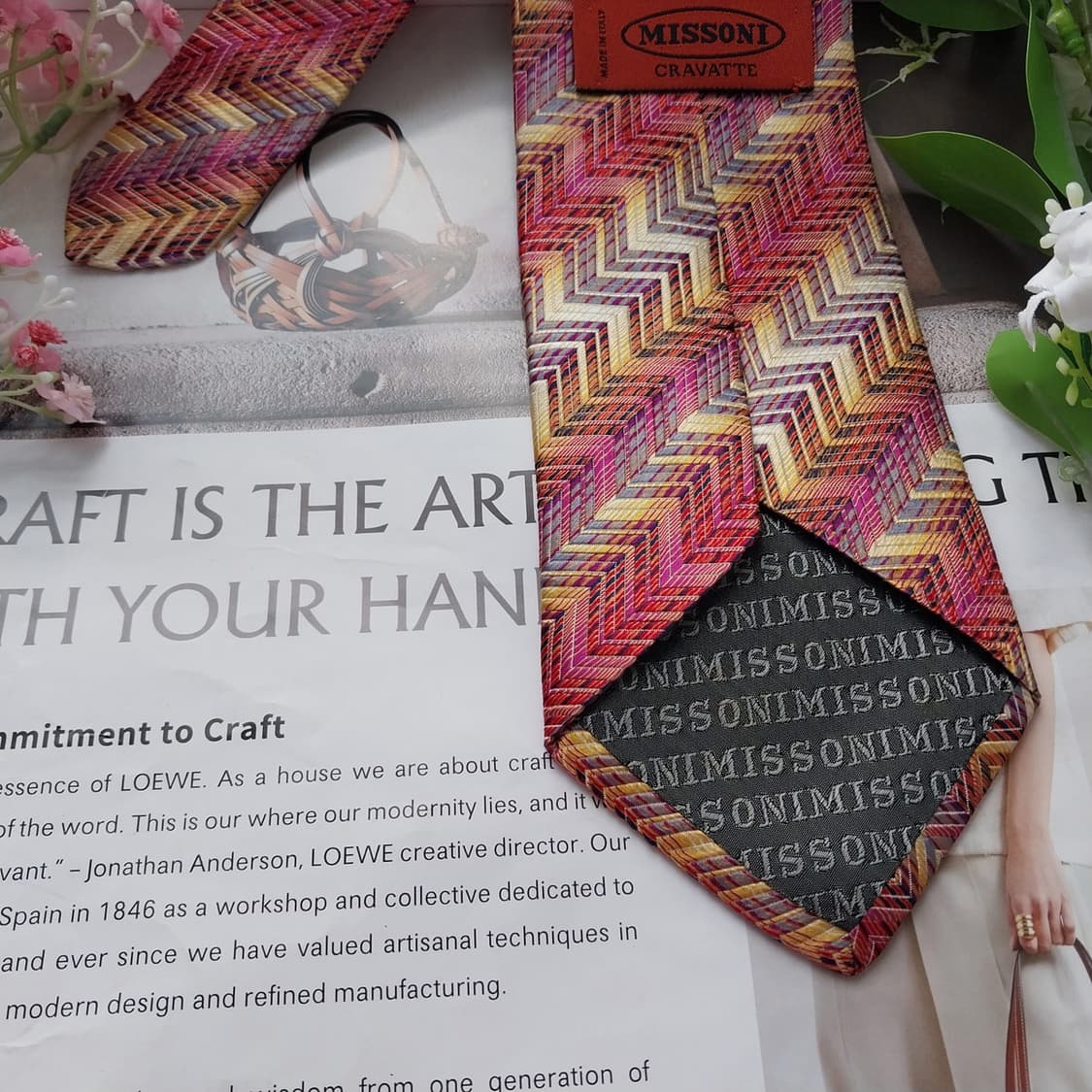 미쏘니 실크  멀티 헤링본 지그재그 넥타이 9.3cm A+등급 K2122 상품이미지3