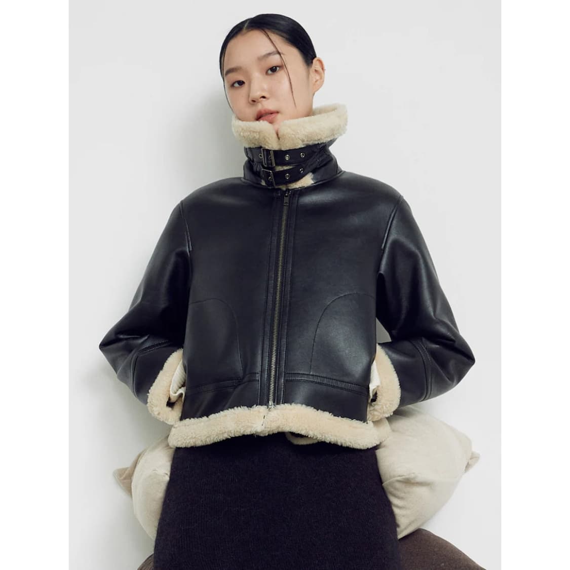 구호플러스 22 시어링 레더 무스탕 상품이미지1