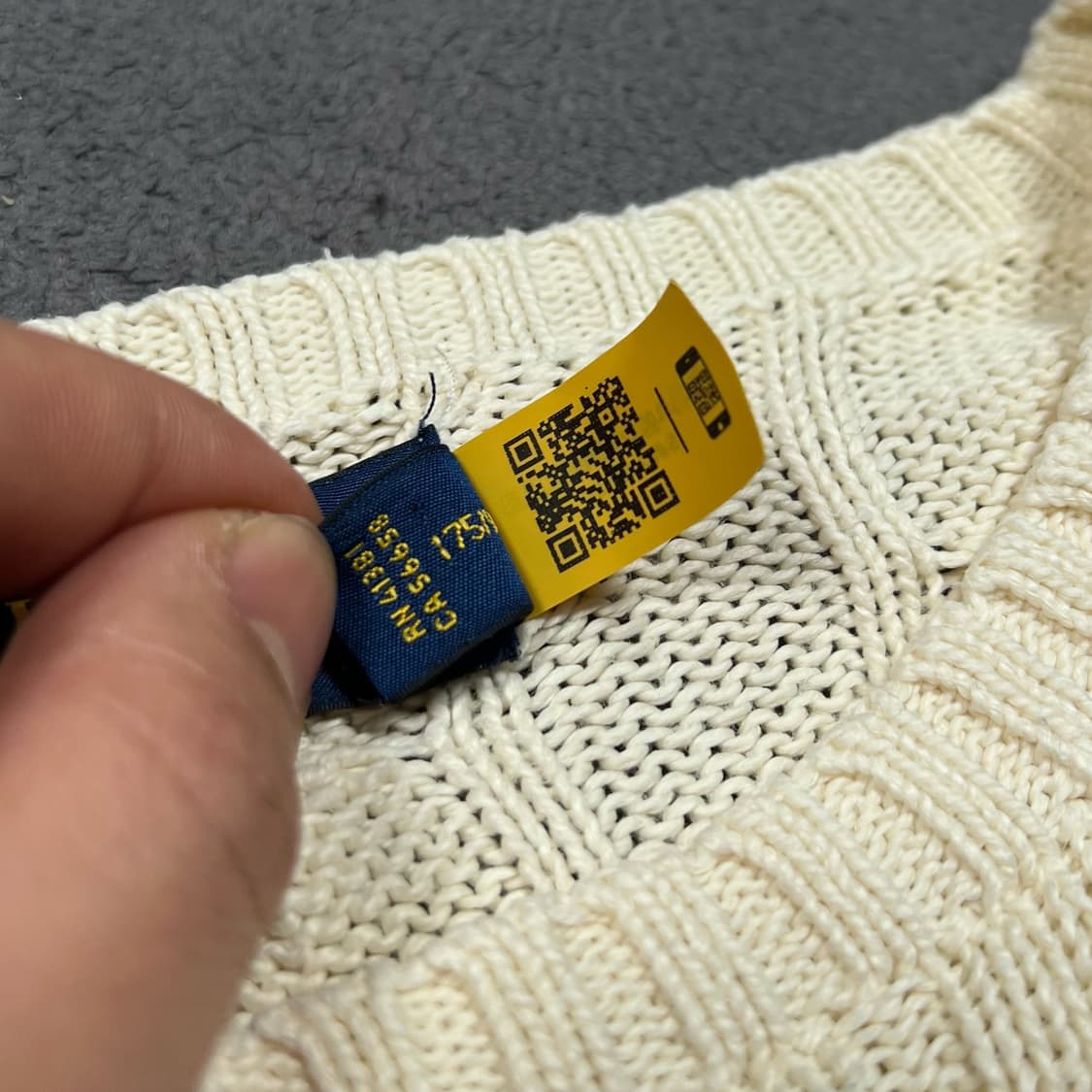 폴로 QR 아이보리 꽈배기 니트 상품이미지5