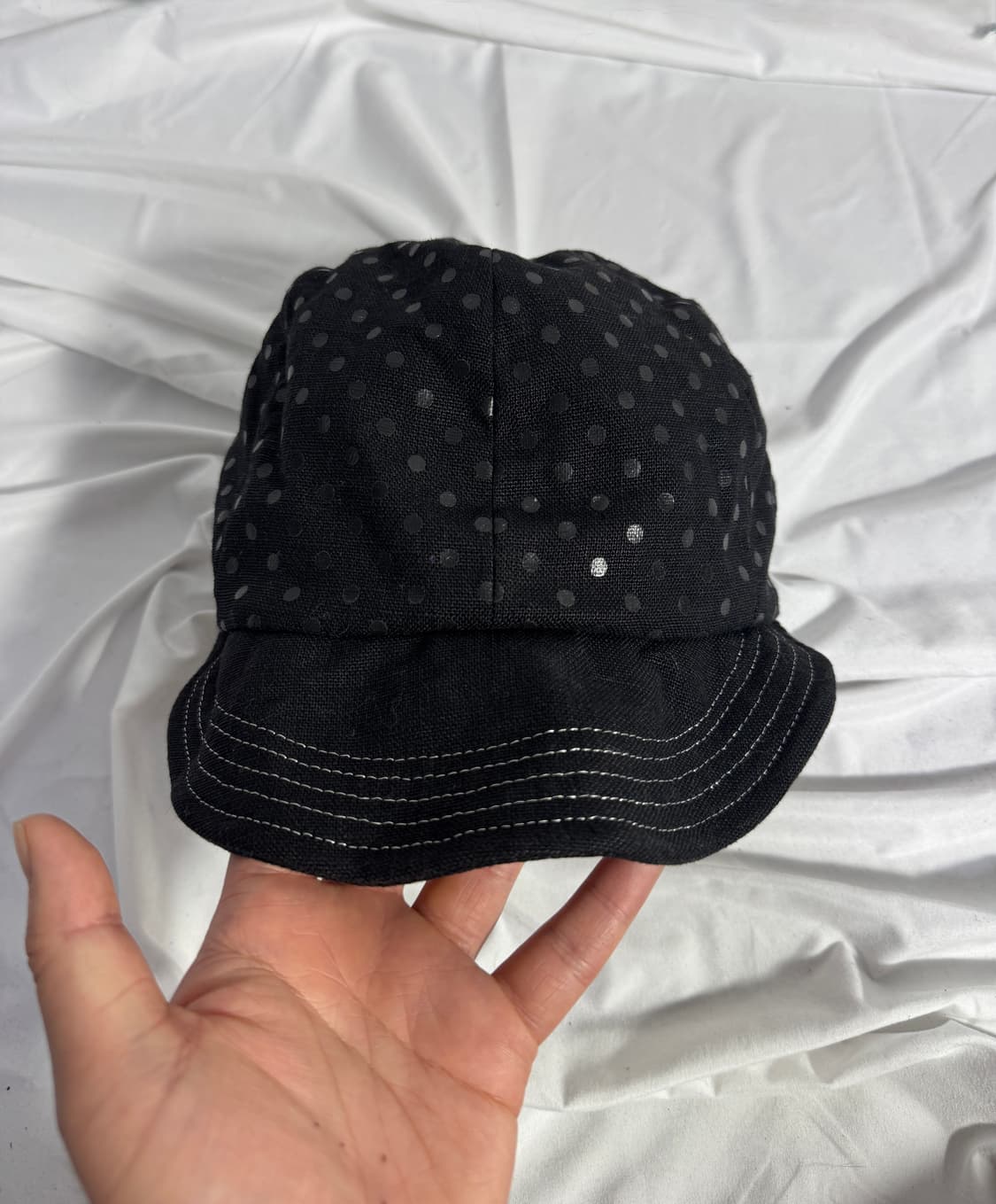 Ca4la 도트 패턴 린넨 캐스캣 상품이미지3