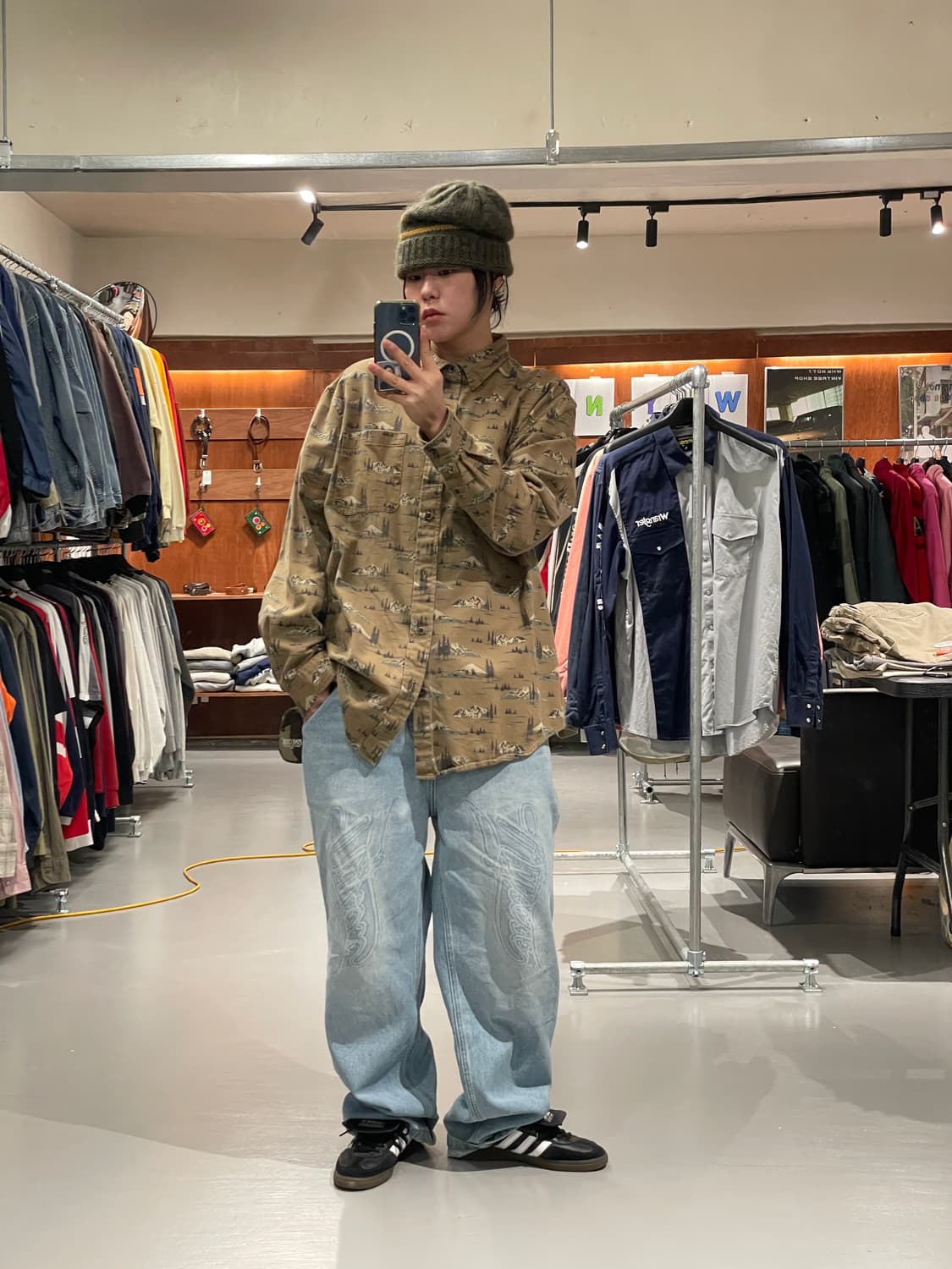 빈티지 패턴 워크 셔츠 상품이미지1