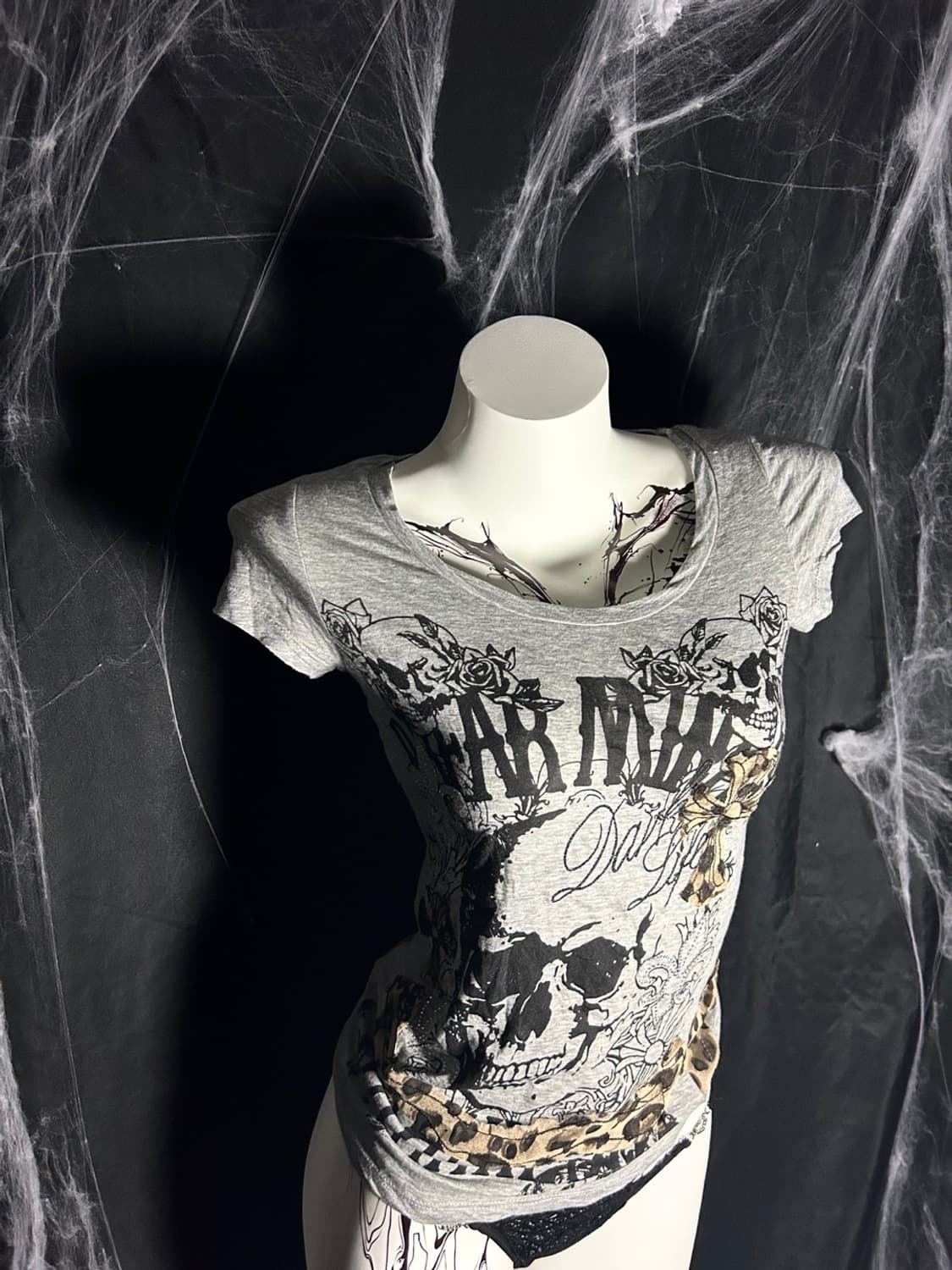 skull punk y2k leopard tee 상품이미지1