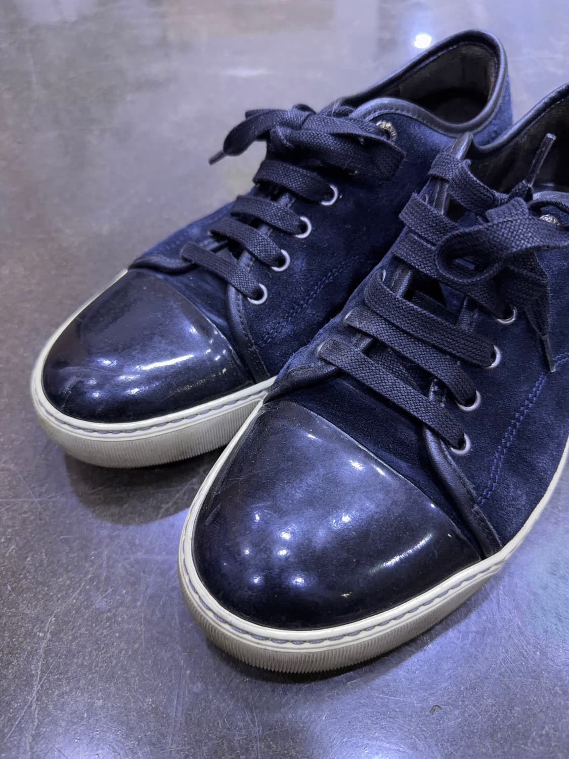 랑방 벨루어 스웨이드 스니커즈 네이비 블랙 6 사이즈 250 상품이미지3