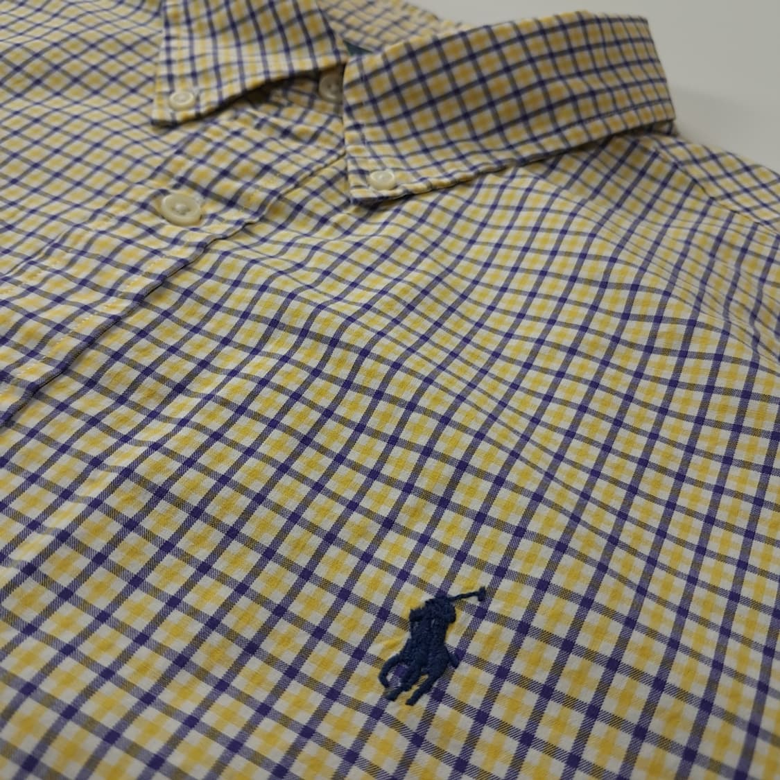 CK455 2XL 폴로 00s 옐로우블루 마이크로체크 반팔 셔츠 남방 상품이미지4