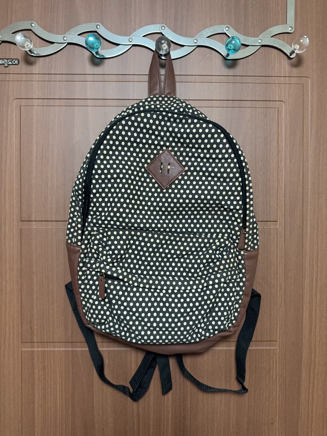 일본 빈티지 모리걸 도트 가죽 돼지코 백팩 모리 가방 상품이미지1