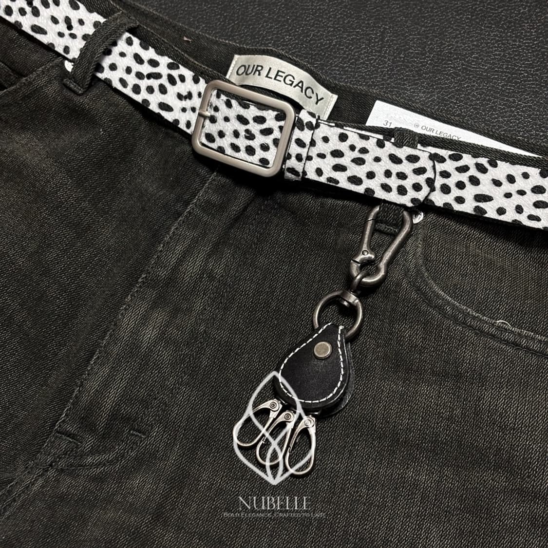 🌗 Dalmatian belt / 달마시안 호피 송치털 가죽 벨트 상품이미지1