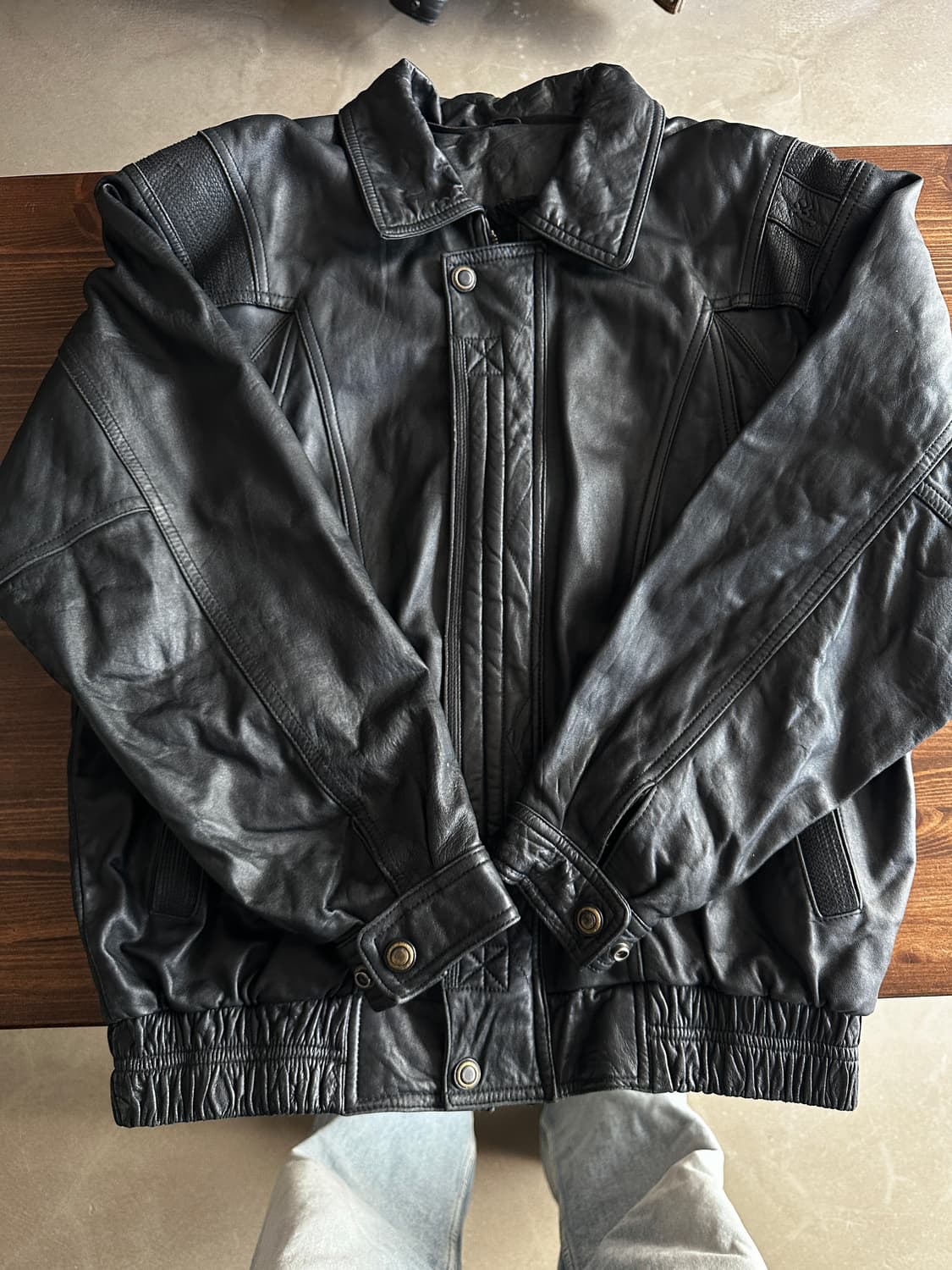 90s 클래식 아웃도어 레더 자켓 상품이미지1