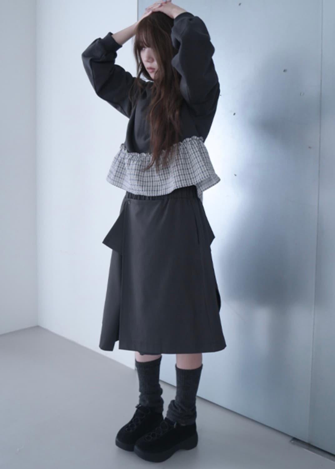 차콜 미디 스커트 상품이미지5