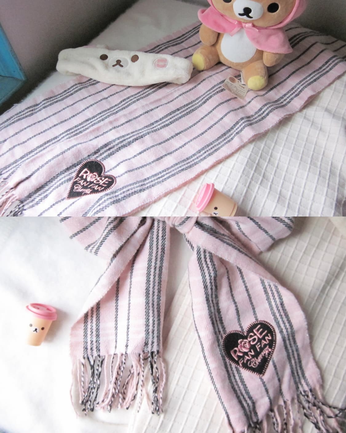 rosefanfan 갸루 베이비핑크 스트라이프 머플러 상품이미지4