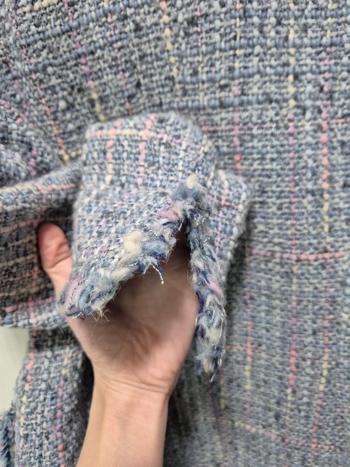 하늘색 트위드 체크 자켓 상품이미지7