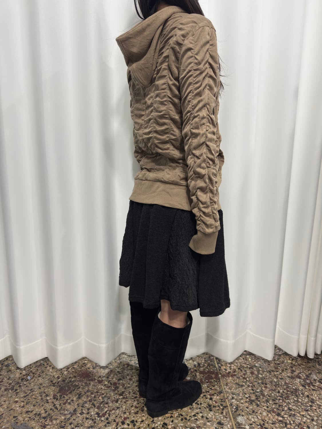 morgan homme shirring hood zipup 상품이미지5