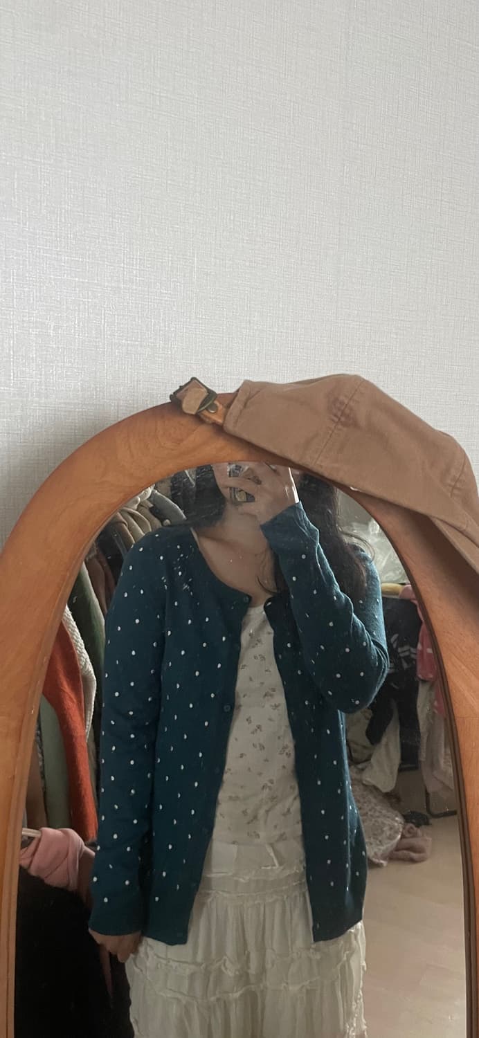 모리걸 빈티지 도트 가디건 💚🤍 상품이미지4